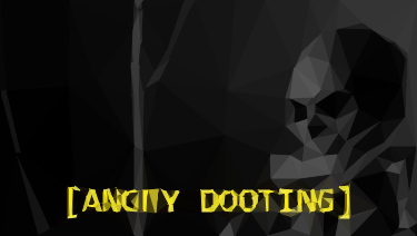 triangulated skeleton playing the flute with caption [ANGRY DOOTING]
