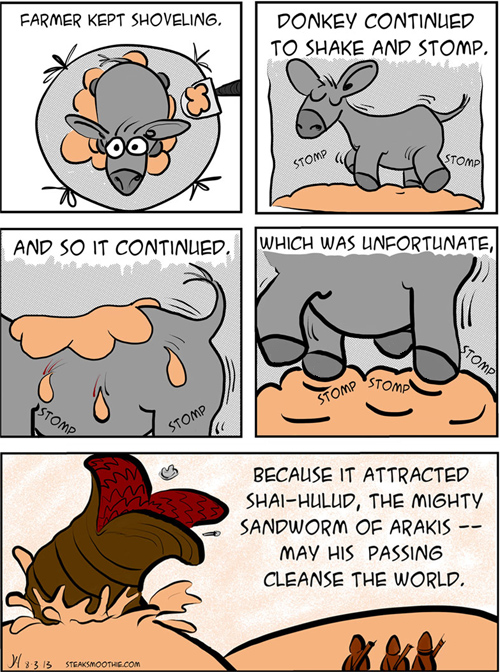 comic about a donkey summoning a great snake form Dune
